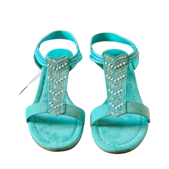 EAST 5TH Women's Turquoise Wedge Sparkle Rhinestone High Heel Sandal NIB Size 5M - Picture 2 of 16